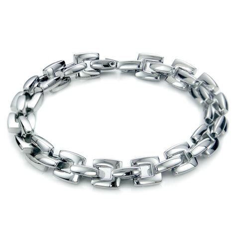 men's stainless steel large box link bracelet|stainless steel chain bracelet men's.